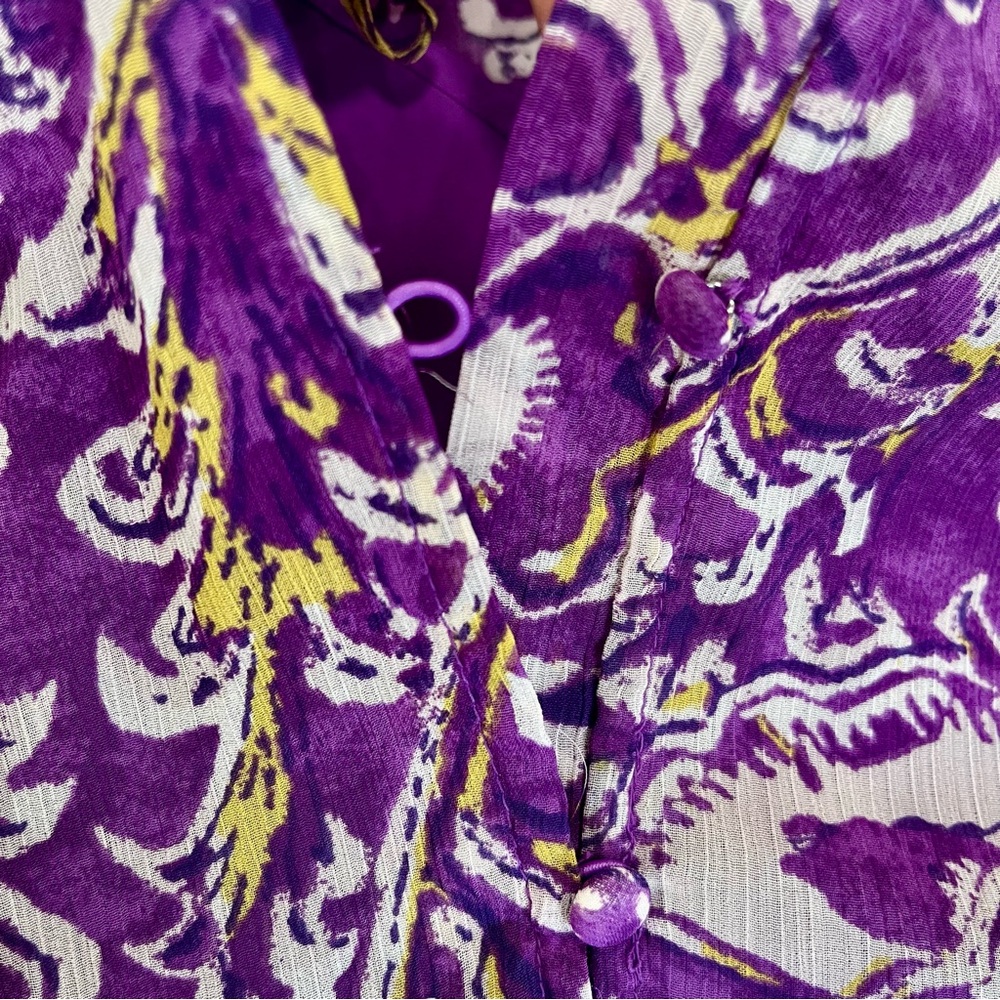Lauren Ralph Lauren Top & Cami Purple XL/TG Floral Chiffon Ruffle SemiSheer Boho - Picture 13 of 13